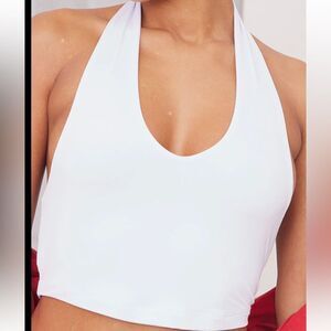 PRETTYLITTLETHINGS White Slinky Neck Halter‎ Top NWT IN PKG WHITE SIZE 4